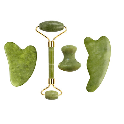 Natural Jade Roller Gua Sha Set – Facial & Body Massage Anti-Aging Lifting Spa Tools