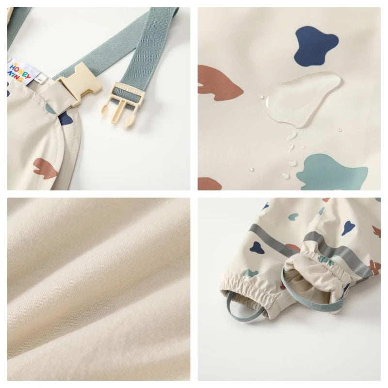 HONEYKING Children's Clothing Sets Raincoat Suit Baby Waterproof Overalls Pants Girls Jumpsuit For Kids Jacket And Trousers Set