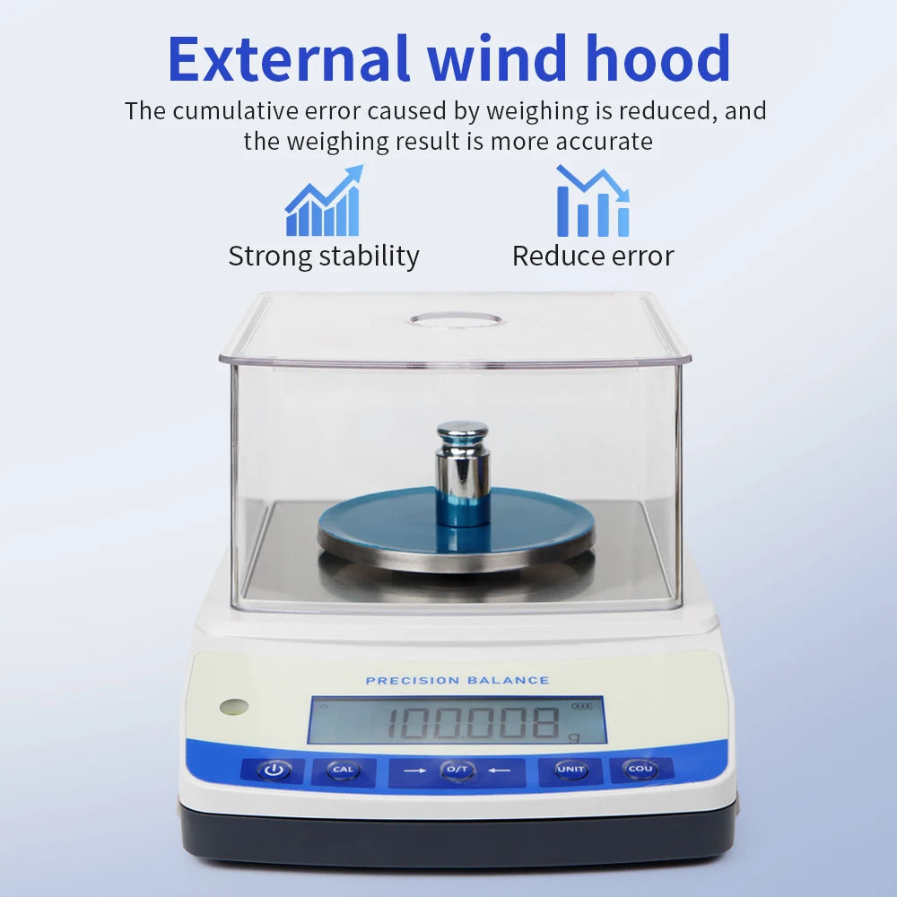 500g 0.001g Analytical Balance Scale LCD Electronic Balance Laboratory Kitchen Jewelry Weighing Scale with Windshield