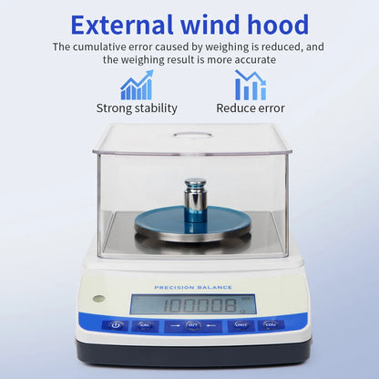500g 0.001g Analytical Balance Scale LCD Electronic Balance Laboratory Kitchen Jewelry Weighing Scale with Windshield