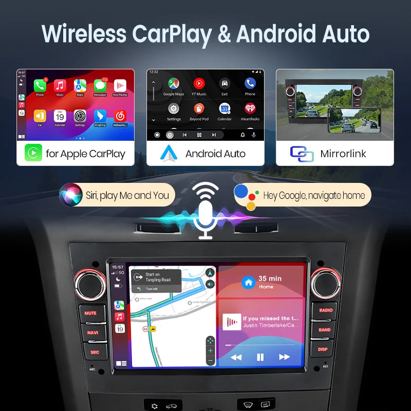 Junsun 4G Wireless CarPlay for Apple Android Auto Car Radio for Opel Astra Vectra Vauxhall Antara Zafira Corsa Vivaro Meriva RDS