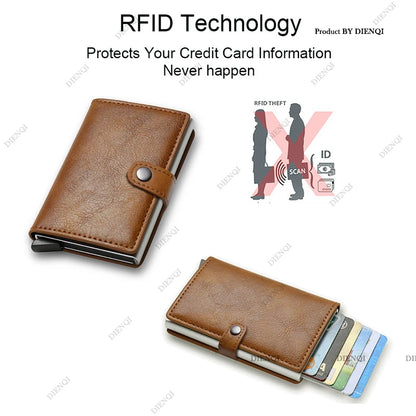 Carbon Fiber Men’s RFID Pop-Up Card Holder Wallet – Slim Metal Minimalist