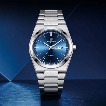 POEDAGAR Men's Sport Quartz Watch Stainless Steel Luminous Waterproof + Box