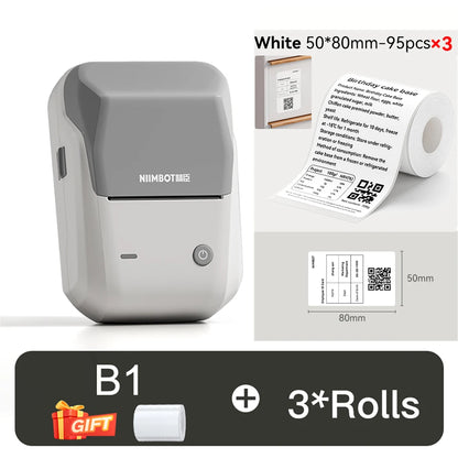 NIIMBOT B1 Portable Thermal Printer With Tapes 2 Inch Adhesive Label Printer Mini Bluetooth Sticker Maker Support Smartphones PC