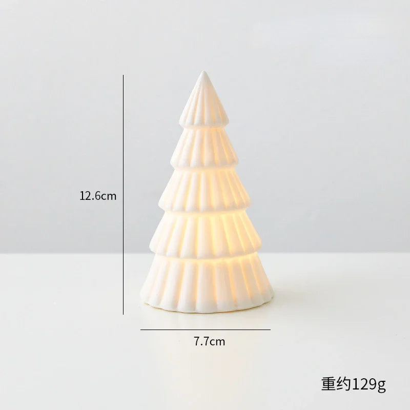 Ceramic luminous mini Christmas tree small desktop home ornaments Christmas gifts small scene layout props