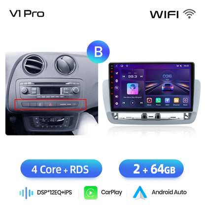 Junsun Wireless CarPlay Android Auto Radio For Seat Ibiza 6j 2009-2013 Car Intelligent Systems RDS BT DSP 2 din autoradio