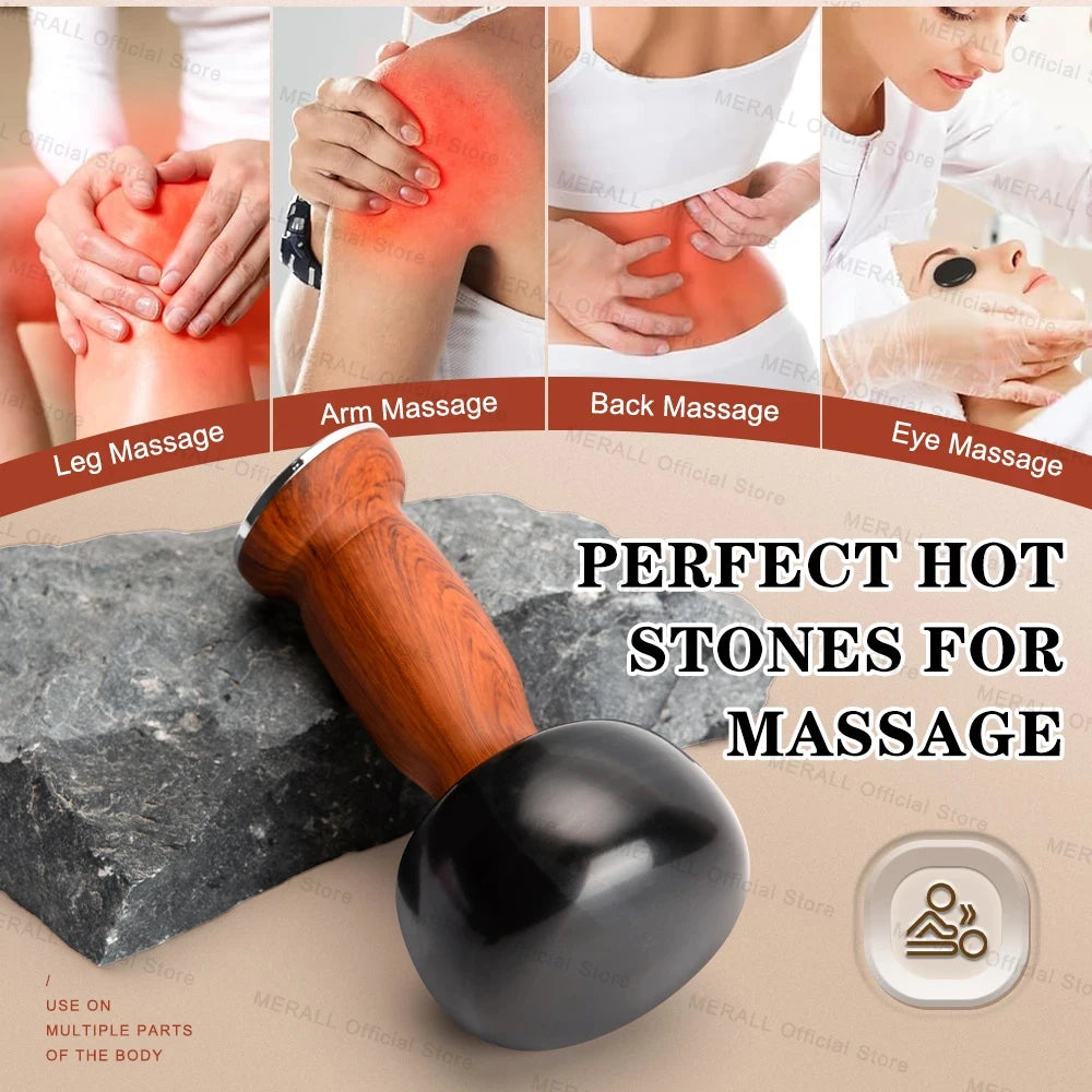 Electric Hot Stone Bianstone Guasha Massager Hot Compress SPA Back Muscle Relax