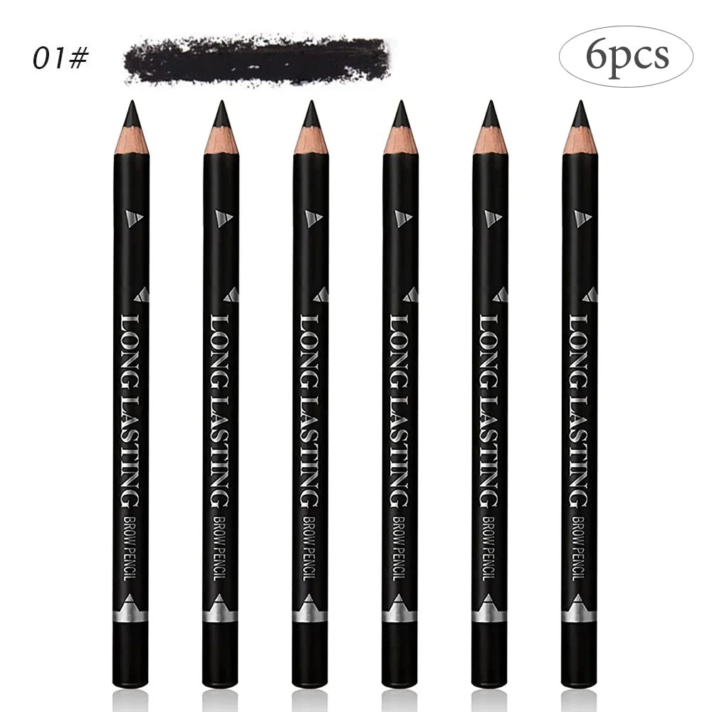 6/12-Piece Waterproof Eyebrow Pencil Set – Natural Black & Brown Shades for Beginners & Professionals