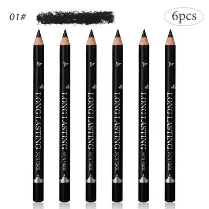 6/12-Piece Waterproof Eyebrow Pencil Set – Natural Black & Brown Shades for Beginners & Professionals