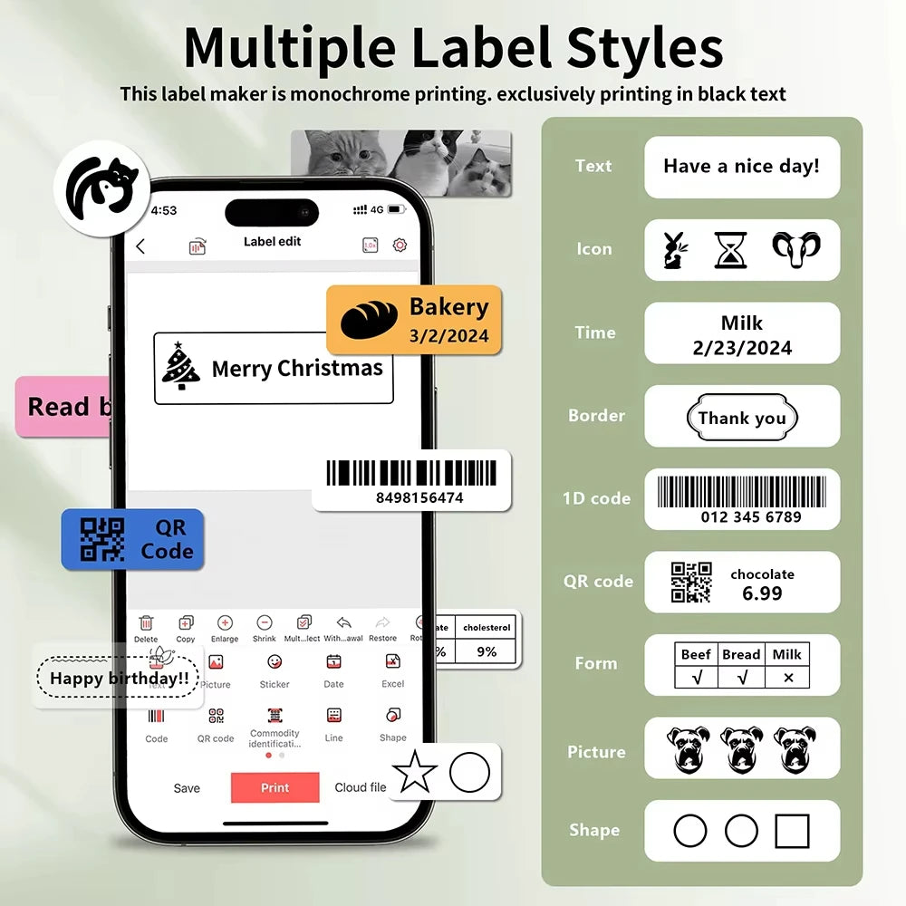 Marklife P15 Portable Thermal Printer Mini Label Printer Inkless Bluetooth Adhesive Printing Machine Sticker Labeling Machine