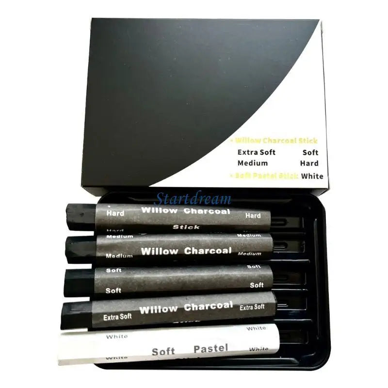 Water-Soluble Charcoal Sticks & Pencils Set – Ideal for Sketching, Shading & Drawing – K92C