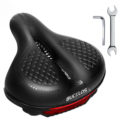 BUCKLOS Bike Saddle with Light Widen Big Pad Bicycle Seat Cushion Comfortable Ergonimic MTB Road Bike Chair Hollow Design Seat