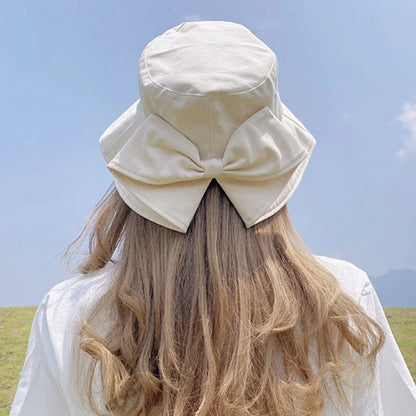 Ladies' Cap Bow Fashionable Cute Sweet Kawaii Bucket Hats Summer Vacation Travel Big Brim Sunshade Sun Protection Hats For Woman