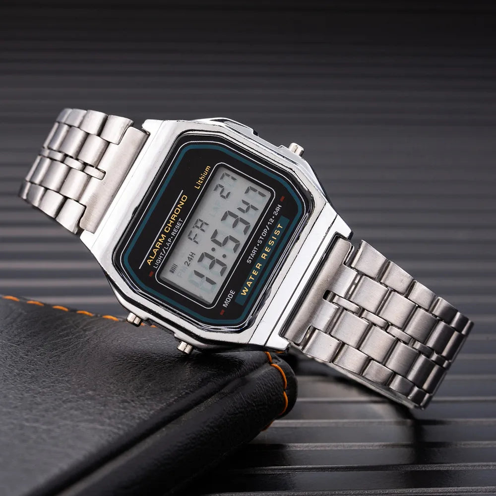 2025 Digital LED Sports Watch Men Women Waterproof Gold Casual Wristwatch