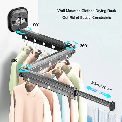 Retractable Clothes Drying Rack,Space-Saver,Collapsible Drying Racks for Laundry Room,Wall Mounted Clothes Hanger Rack