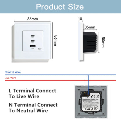 BSEED 65W PD Fast Charge Module Quick Charge Socket Part 1/2 USB Type-C 20W Wall Phone Charger Plug Support BSEED Frames