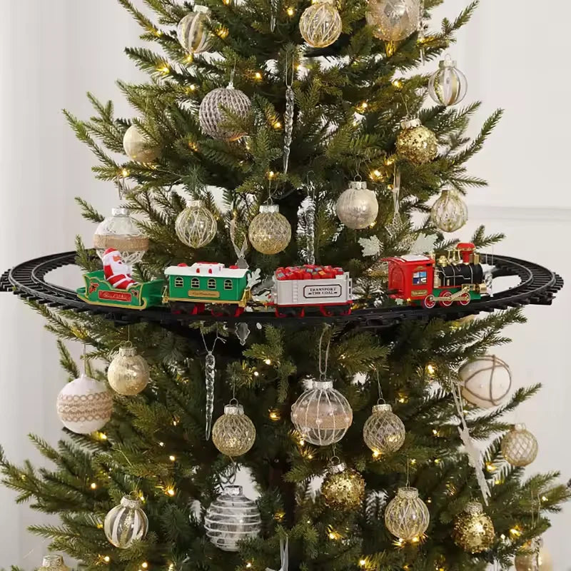 Christmas Train Christmas Tree Home Decoration2025 Ornaments Track Small Train Music Santa Claus Train Set Children Gift Xmas