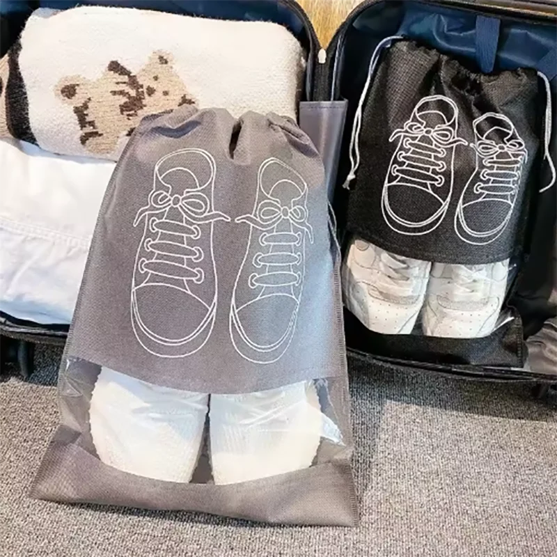 2/5/10 Shoes Storage Bag Closet Organizer Non Woven Travel Portable Bag Waterproof Pocket Clothing Classified Draw Hanging Bag