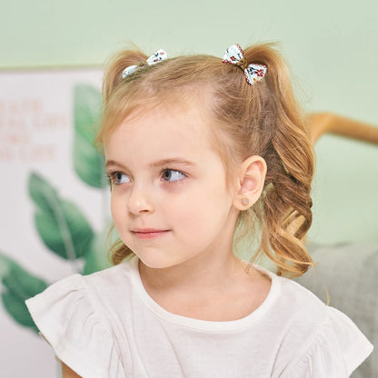 10Pcs/Set Baby Girls Bows Hair Bands Cartoon Dot Bowknot Flower Kids Hair Ropes Handmade Rubber Band Hair Accessories