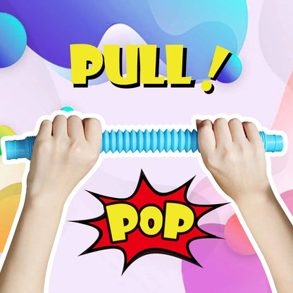 4 Pack Pop Tube Sensory Fidget Toy 4pcs Random Colorful Heavy-Duty  for Construction Educational Toys for Stress Autism ADHD