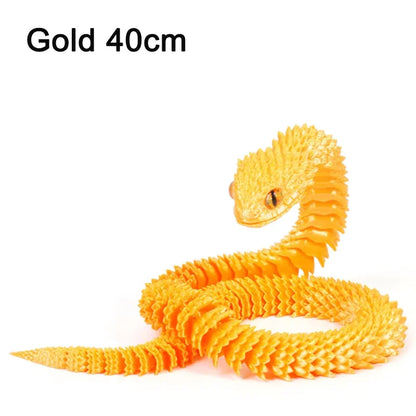 3D Printed Snake Luminous Movable Joint Simulation Snake Figurine Creative Home Office Desktop Decoration New Year Gifts Crafts