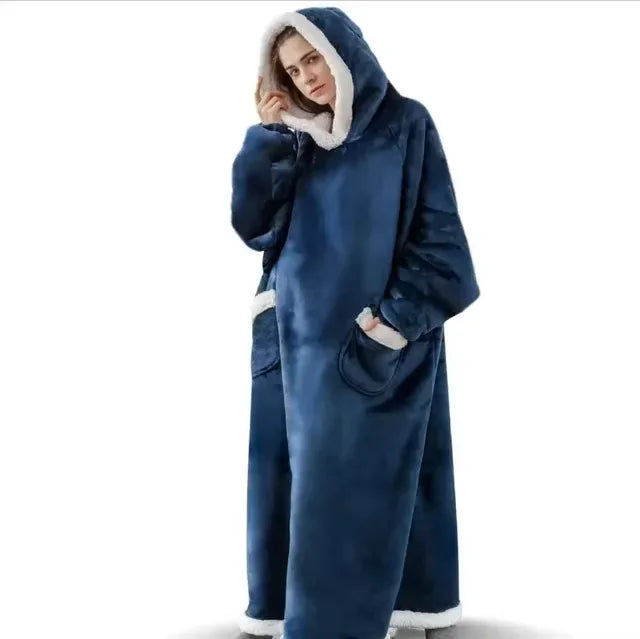 2024 Winter Oversized Flannel Hoodie Blanket | Unisex Giant TV Fleece Wearable Robe