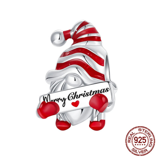 925 Sterling Silver Merry Christmas Yuletide Santa Claus Beads Pendant Charm Fit Original Charm Bracelets Women DIY Jewelry Gift