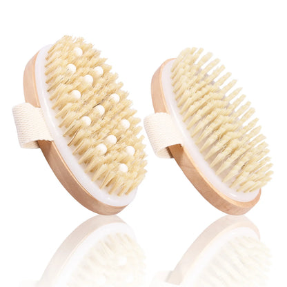 Natural Bristle Body Brush Dry Skin Exfoliating Dead Skin Remover SPA Soft Brush