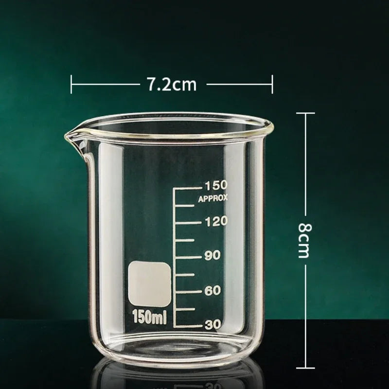 Glass Measuring Cup High Borosilicate Clear Scale Cup Heat-resisting Laboratory Beaker Kitchen Baking 50/100/150/250/500/1000ml