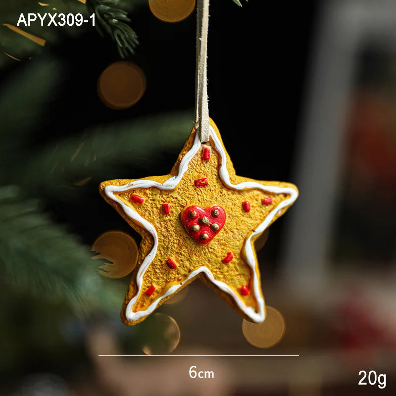 Christmas Resin Pendant Retro Painted Santa Claus Snowmen Horse Xmas Tree Hang Toys Ornaments New Year Decor Kid Gift