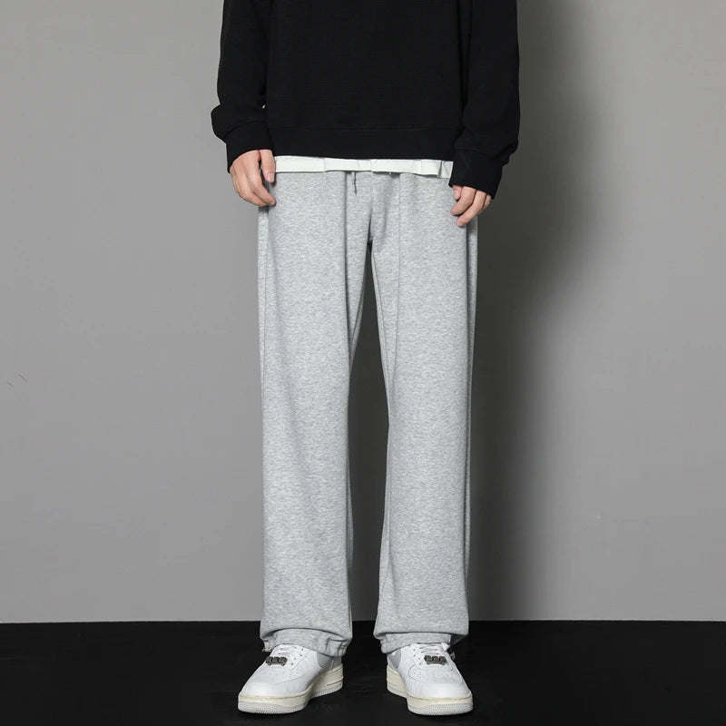 CAAYU Sweatpants Mens Straight Pants Large Size Male Loose Black Casual Pants Streetwear Sport Trousers Joggers Oversize Sports