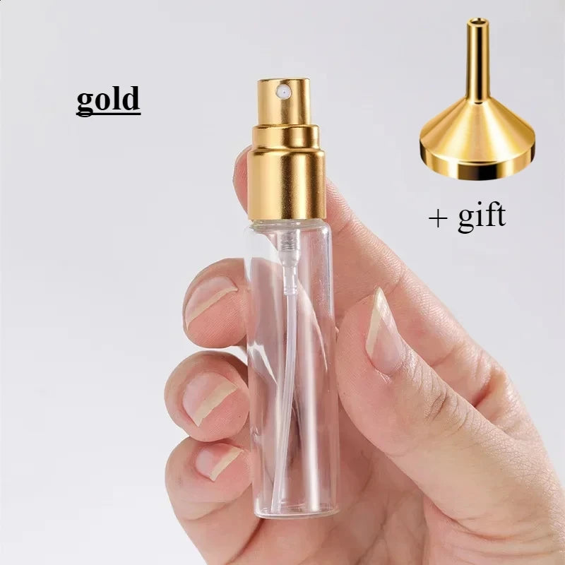 10-5PCS 5ML/10ML/15ML Refillable Portable Glass Perfume Bottle Empty Cosmetics Bottle Sample Test Tube Travel Cosmetic Tool Set