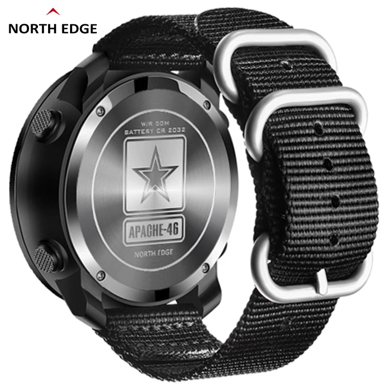 NORTH EDGE APACHE-46 Men Digital Sports Watch Compass Altimeter Barometer WR50M