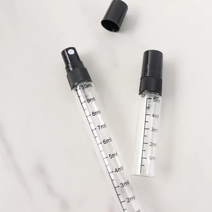 100pcs 5ML/10ML mini glass spray bottle with scale, travel bottle perfume dispenser bottle for scent liquid sample DIY spraying