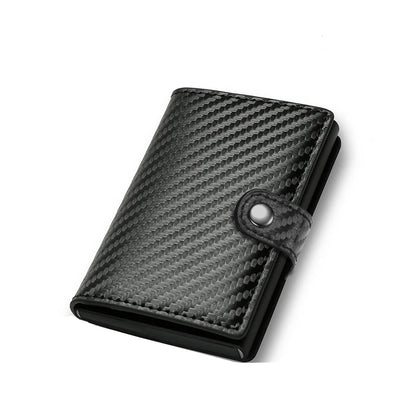 Carbon Fiber Men’s RFID Pop-Up Card Holder Wallet – Slim Metal Minimalist