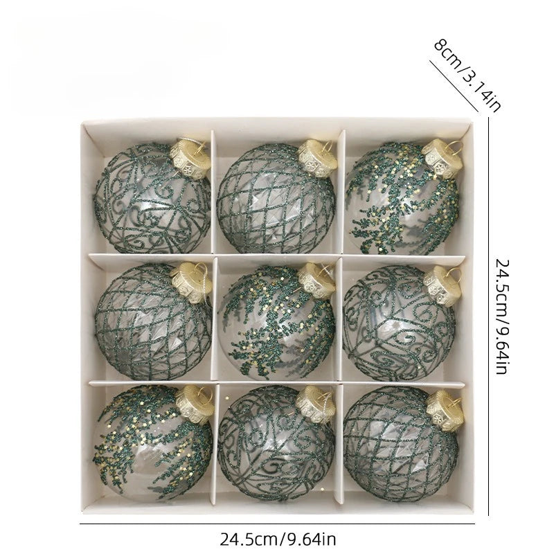 8cm PET Clear Decorative Christmas Ball Christmas Tree Ornament Sequin Christmas Decorative Ball Xmas Ornaments Home Decor