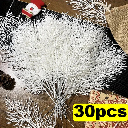 White Pine Needles Artificial Christmas Tree Ornaments DIY Leaf Branches Wreath Home Garden Decoration New Year Party Supply