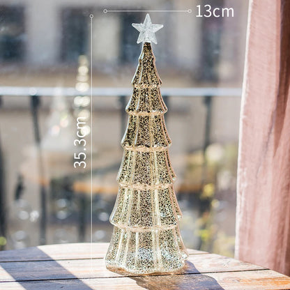 Christmas Tree Glass Night Light for Home Xmas Romantic Holiday Atmosphere Arbol De Navidad Ornaments LED Luminous Decoration