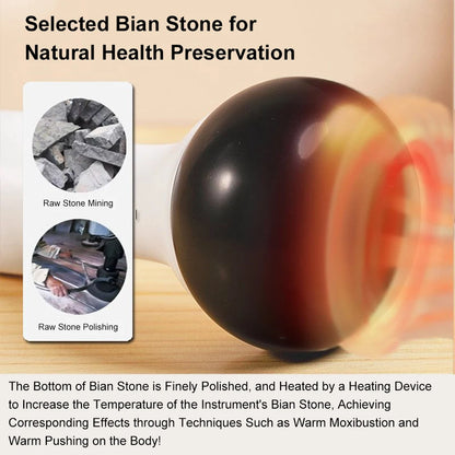Hot Stone Vibration Massager Bianstone Guasha SPA Therapy Muscle Relaxation Tool