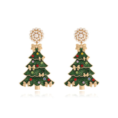 Christmas Jewelry Rhinestones Elk Earrings Christmas tree Drop Earrings for Woman Xmas Accessories Ear Studs Gifts