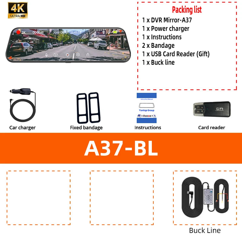 Yangood VisionX Pro – 2.5K Smart Dashcam Mirror with GPS, Wi-Fi & Night Vision