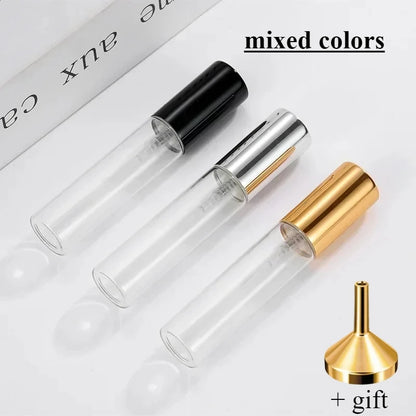 10-5PCS 5ML/10ML/15ML Refillable Portable Glass Perfume Bottle Empty Cosmetics Bottle Sample Test Tube Travel Cosmetic Tool Set