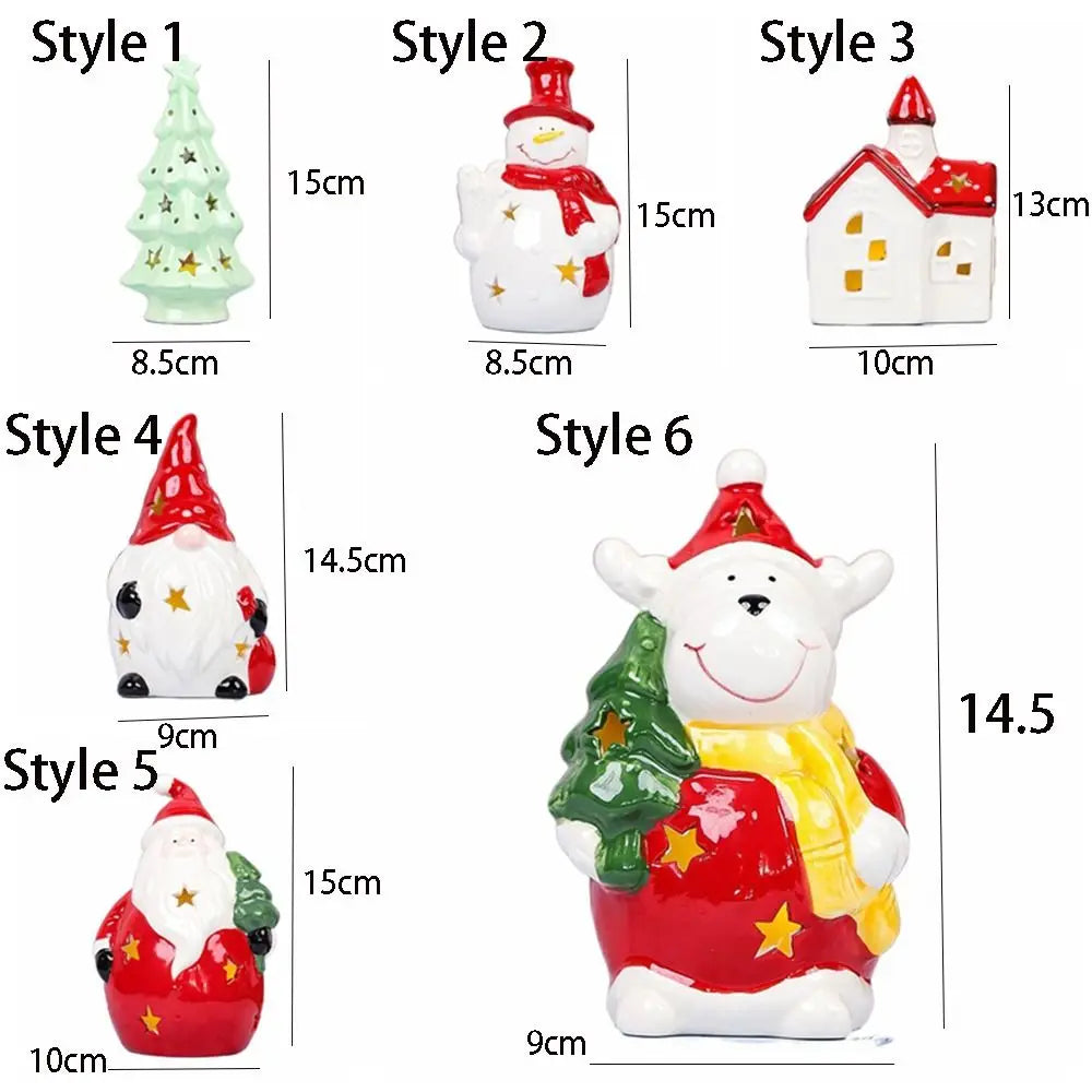 Crafts Ceramic Christmas Night Light Cute Handmade Atmosphere Light Reusable Artificial Christmas Snowman Statue Children