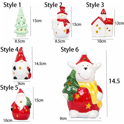 Crafts Ceramic Christmas Night Light Cute Handmade Atmosphere Light Reusable Artificial Christmas Snowman Statue Children