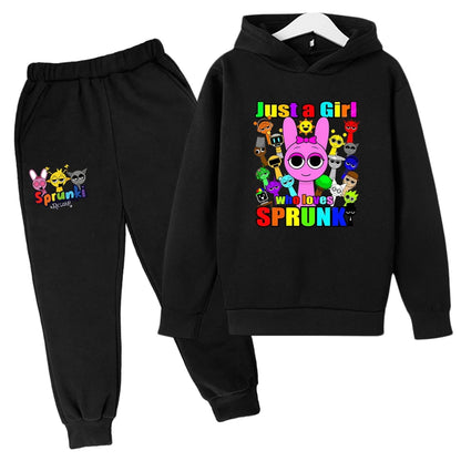 Sprunki Kids Clothes Hoodie+pants Age 2-12 Boy Girl Incredibox Anime Figures Sweatshirt Spring Autumn Pullover for Children Sets