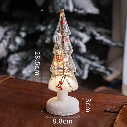 Christmas Tree Glass Night Light for Home Xmas Romantic Holiday Atmosphere Arbol De Navidad Ornaments LED Luminous Decoration