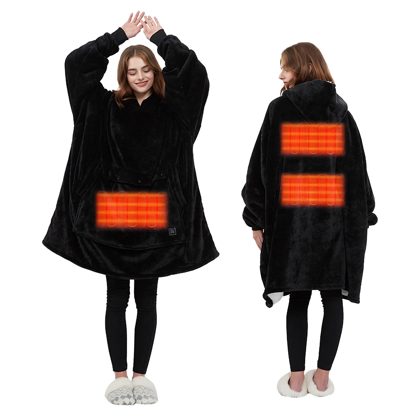 Oversized Wearable Blanket Hoodie with Sleeves | Sherpa Fleece Sweatshirt Warm Plush