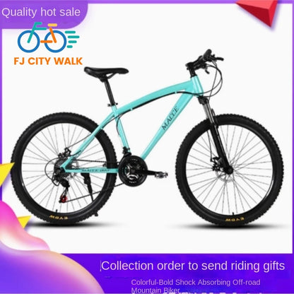 FJ High Carbon Steel Adult Shock Absorber Variable Speed Dual Disc Brake Mountain Bike Male Or Female Disc Brake 26 Inch Bicycle