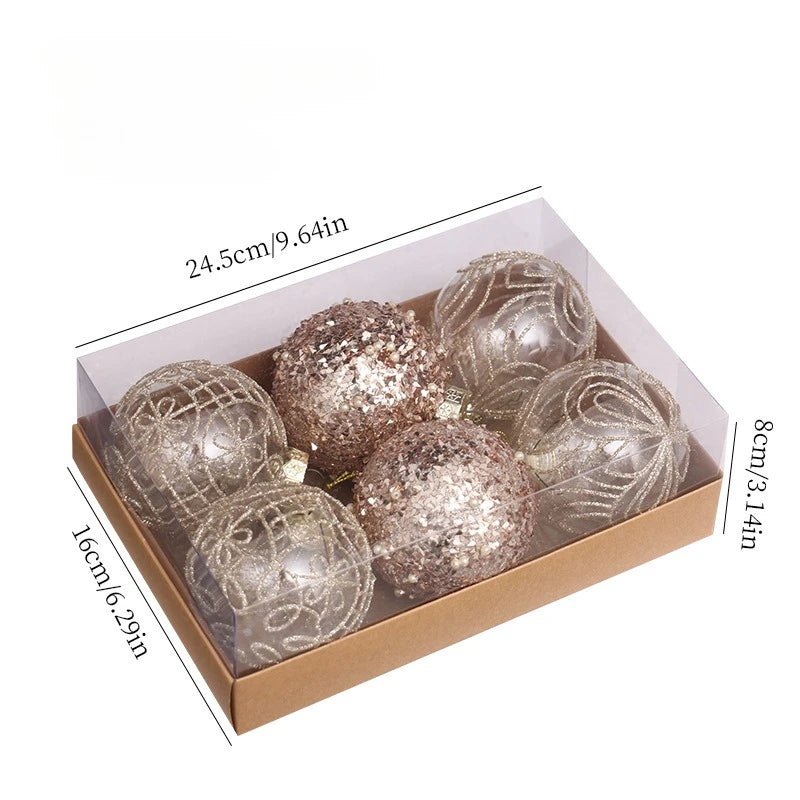 8cm PET Clear Decorative Christmas Ball Christmas Tree Ornament Sequin Christmas Decorative Ball Xmas Ornaments Home Decor