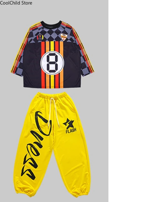 Boys Hip Hop Cool Sweatshirt Vest Street Dance Cargo Pants Girls K-pop Jazz Costumes Children Teens Clothes Sets Kids Streetwear